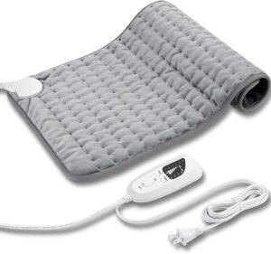 Heating Pad, Electric Heating Pad for Dry & Moist Heat, Electric Heat Pad with Multiple Temp & Timer Settings, Auto Off.(Light Gray, 24"X12")
