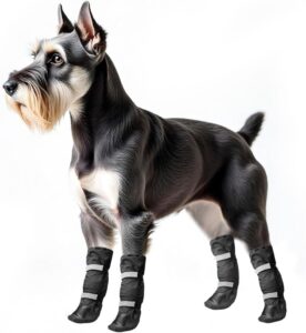 NAMSAN Dog Boots for Small Medium Dogs, 4 Pcs Size 1(XS), Waterproof Rain Booties, Anti-Slip Winter Small Dog Boots, Walking Dog Shoes for Summer Hot Pavement Paw Protectors, Adjustable, Black