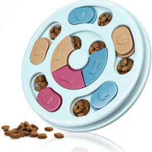 Joansan Interactive Dog Puzzle is an enrichment toy designed to mentally stimulate puppies, featuring a treat dispenser and puzzle feeder for small, medium, and large dogs, perfect for treat-based training.