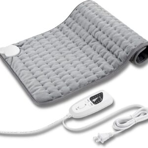 The Beautiken Electric Heating Pad, for Dry & Moist Heat, Electric Heat Pad with Multiple Temp & Timer Settings, Auto Off.(Light Gray, 24"X12")