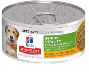 Hill's Science Diet Adult 7+ Senior Vitality Canned Dog Food, Small & Mini Chicken & Vegetable Stew, 12.5 oz, 24 Pack wet dog food