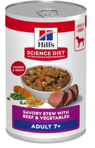 Hill's Science Diet Adult 7+, Senior Adult 7+ Premium Nutrition, Wet Dog Food, Beef & Vegetables Stew, 12.8 oz Can, Case of 12