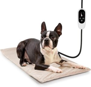 NICREW Dog Heating Pad, Temperature Adjustable Heated Dog Bed with Auto Shut Off Timer