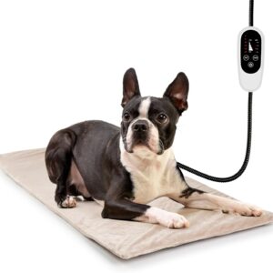 NICREW Dog Heating Pad, Temperature Adjustable Heated Dog Bed with Auto Shut Off Timer