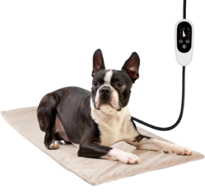 NICREW Dog Heating Pad, Temperature Adjustable Heated Dog Bed with Auto Shut Off Timer