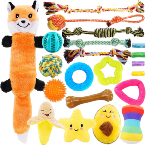 Puppy Toys 21 Pack, Small Dog Chew Toys with Rope Toys for Teething Pet Cute Squeak Toy with Treating Ball for Puppy, Small Dogs