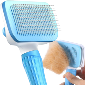 ACE2ACE dog and cat brush is perfect for shedding pets with long or short hair. This self-cleaning slicker brush easily removes loose fur and works great for puppies, Cockapoos, Labradors, Golden Retrievers, Pomeranians, Poodles, and even rabbits.