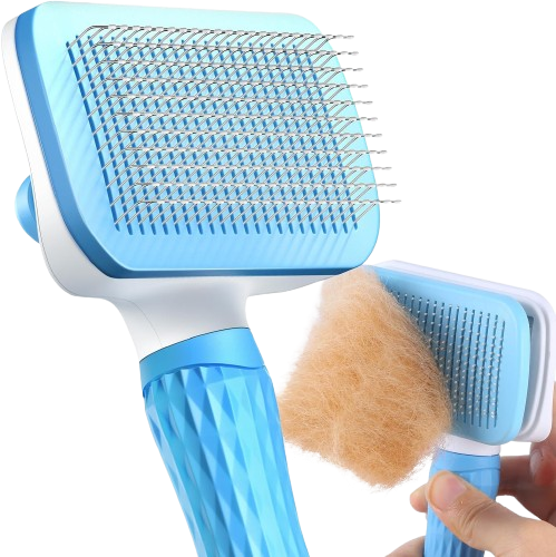 ACE2ACE dog and cat brush is perfect for shedding pets with long or short hair. This self-cleaning slicker brush easily removes loose fur and works great for puppies, Cockapoos, Labradors, Golden Retrievers, Pomeranians, Poodles, and even rabbits.