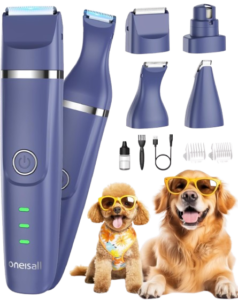 4 in 1 Dog Grooming Kit: The 4-in-1 Dog Grooming Kit is your go-to solution! Paw-friendly trimmer comes with three heads for different trims and a nail grinder for those pesky nail jobs. Perfect for small dogs, cats, or any furry buddy, it's got you covered for full-body grooming.